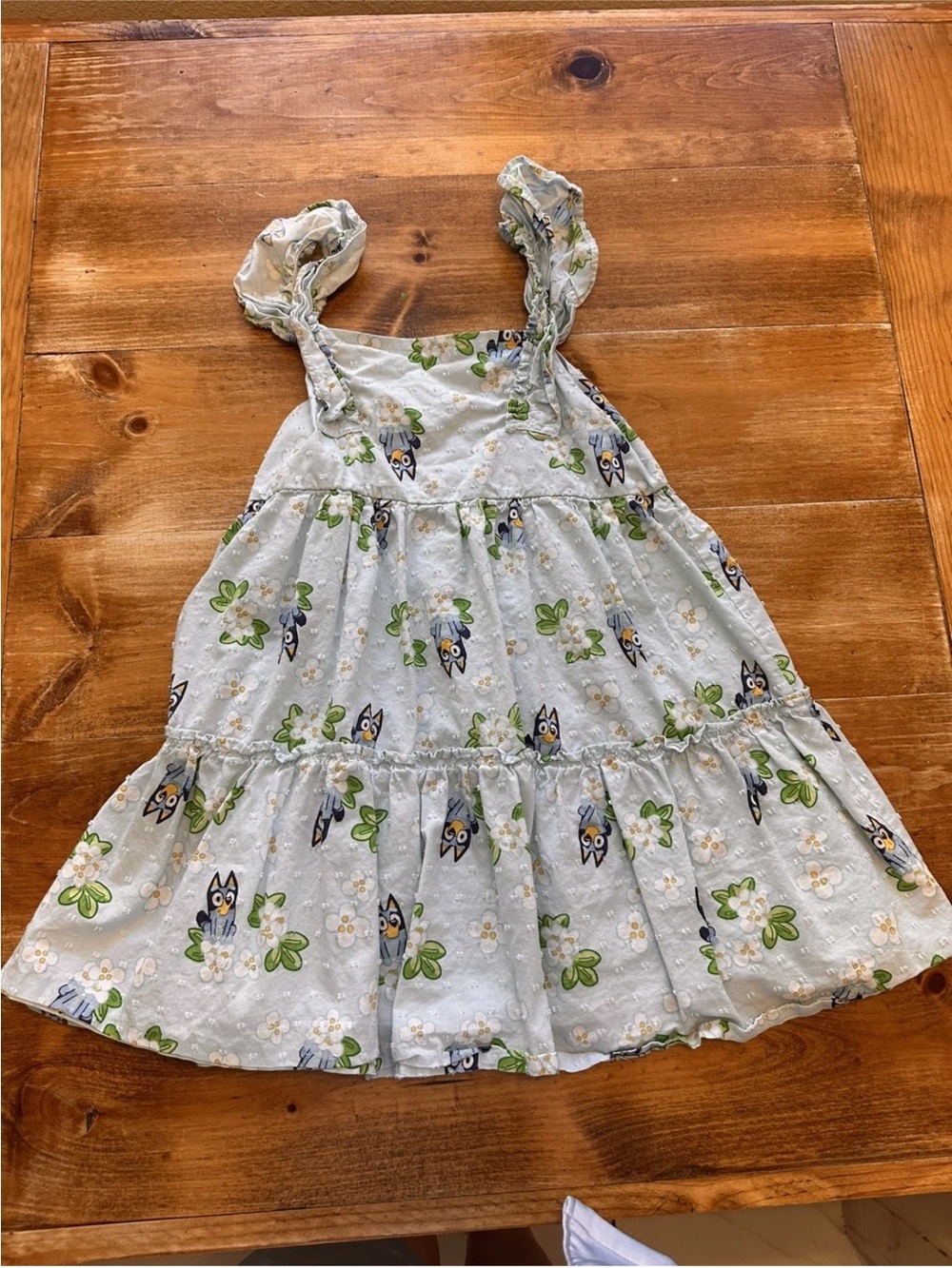 Bluey 5t Light Blue Floral & Character Tiered Sundress